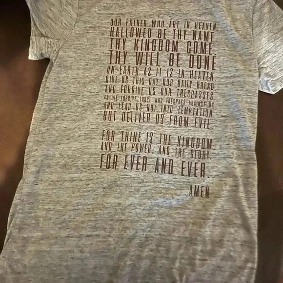 🤑 Gray Heathered Our Father Lord’s Prayer Tee - Picture 9 of 12